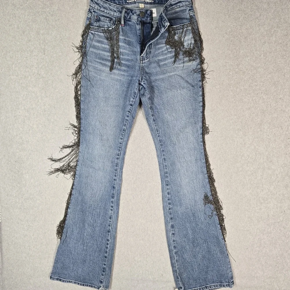 Idyllwind Women Jeans 0 Blue Denim Carlyle Place High Risin Fringe Bootcut